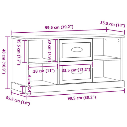 TV Cabinet Black Oak 99.5 x 35.5 x 48 cm Engineered Wood