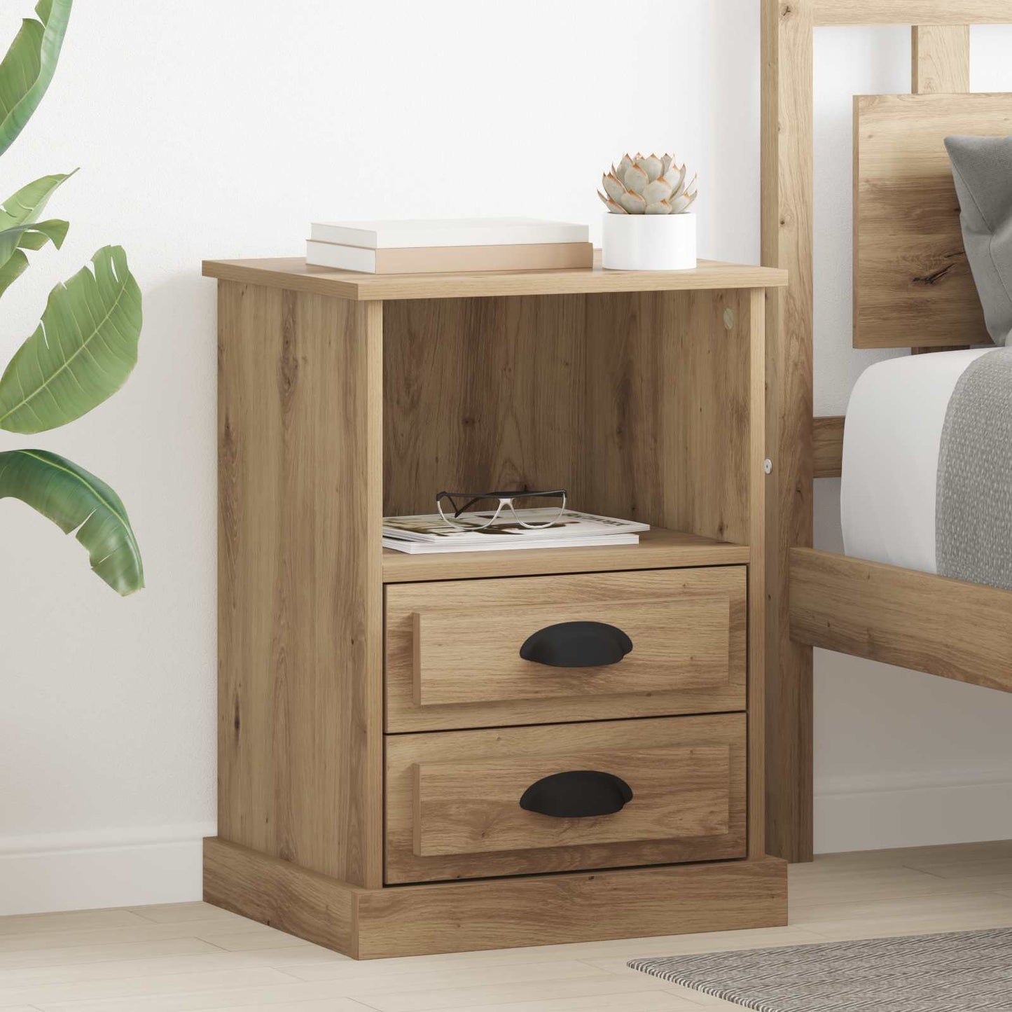 Bedside Cabinet with Drawer 2 pcs Artisan Oak 36 x 43 x 60 cm