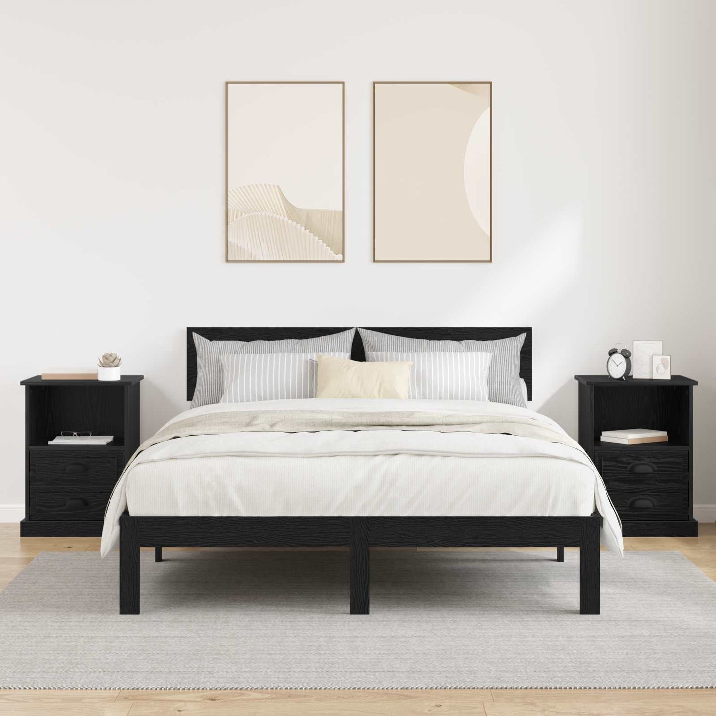 Bedside Cabinet 2 pcs Black Oak 36 x 43 x 60 cm Engineered Wood