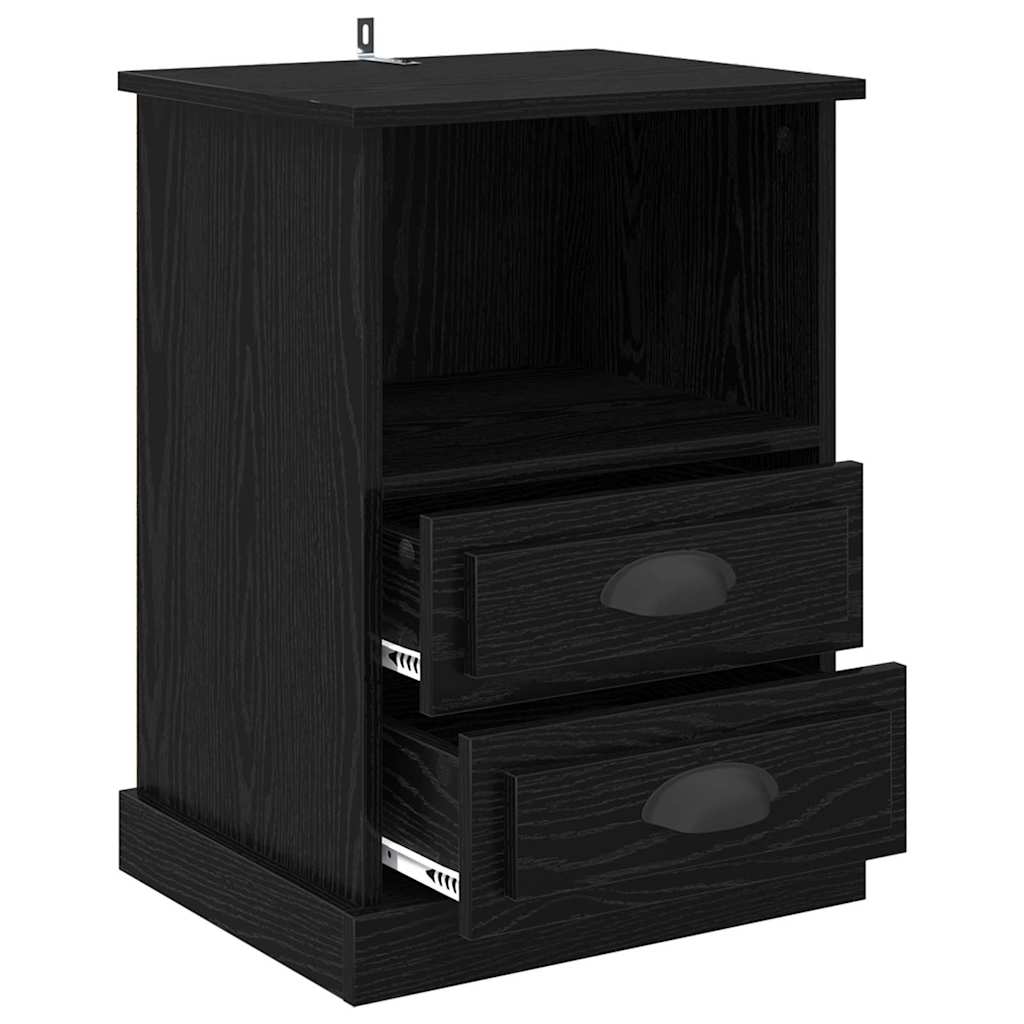 Bedside Cabinet 2 pcs Black Oak 36 x 43 x 60 cm Engineered Wood