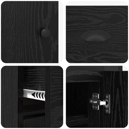 Highboard Black Oak 70 x 35.5 x 67.5 cm Engineered Wood