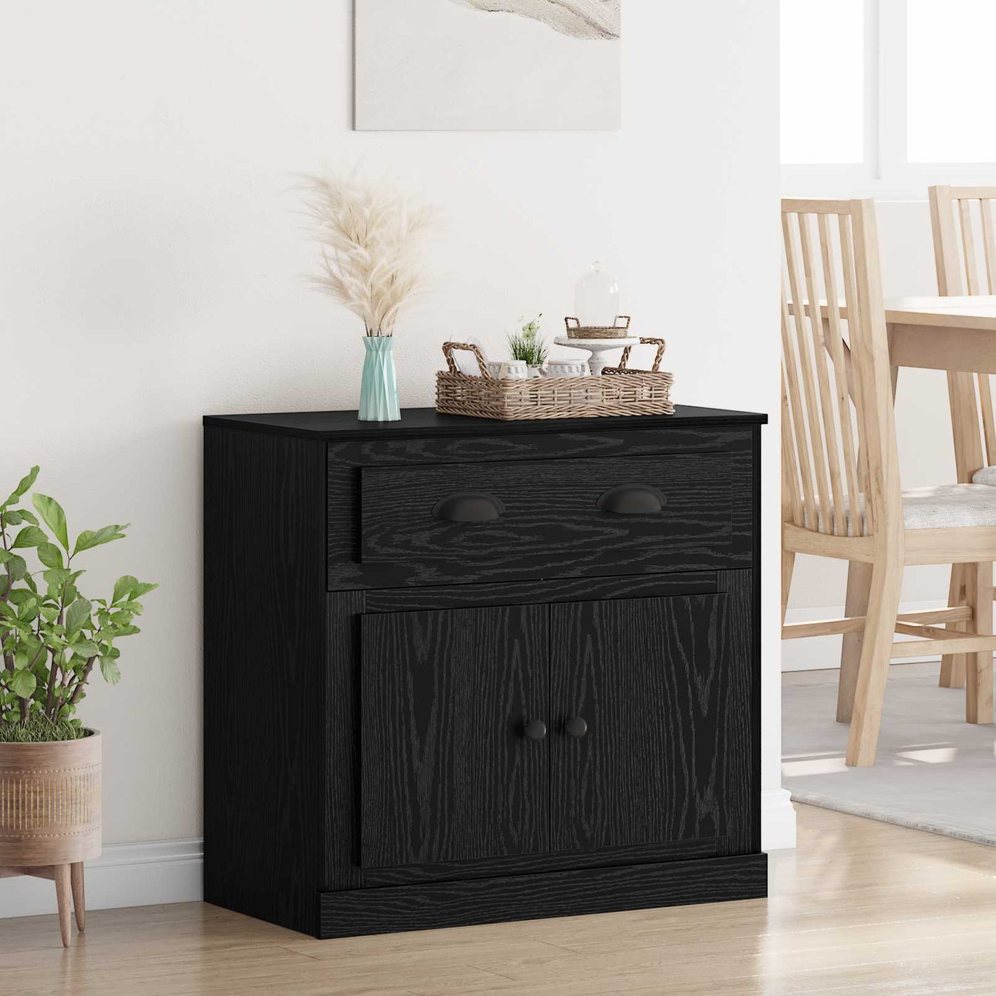 Highboard Black Oak 70 x 35.5 x 67.5 cm Engineered Wood