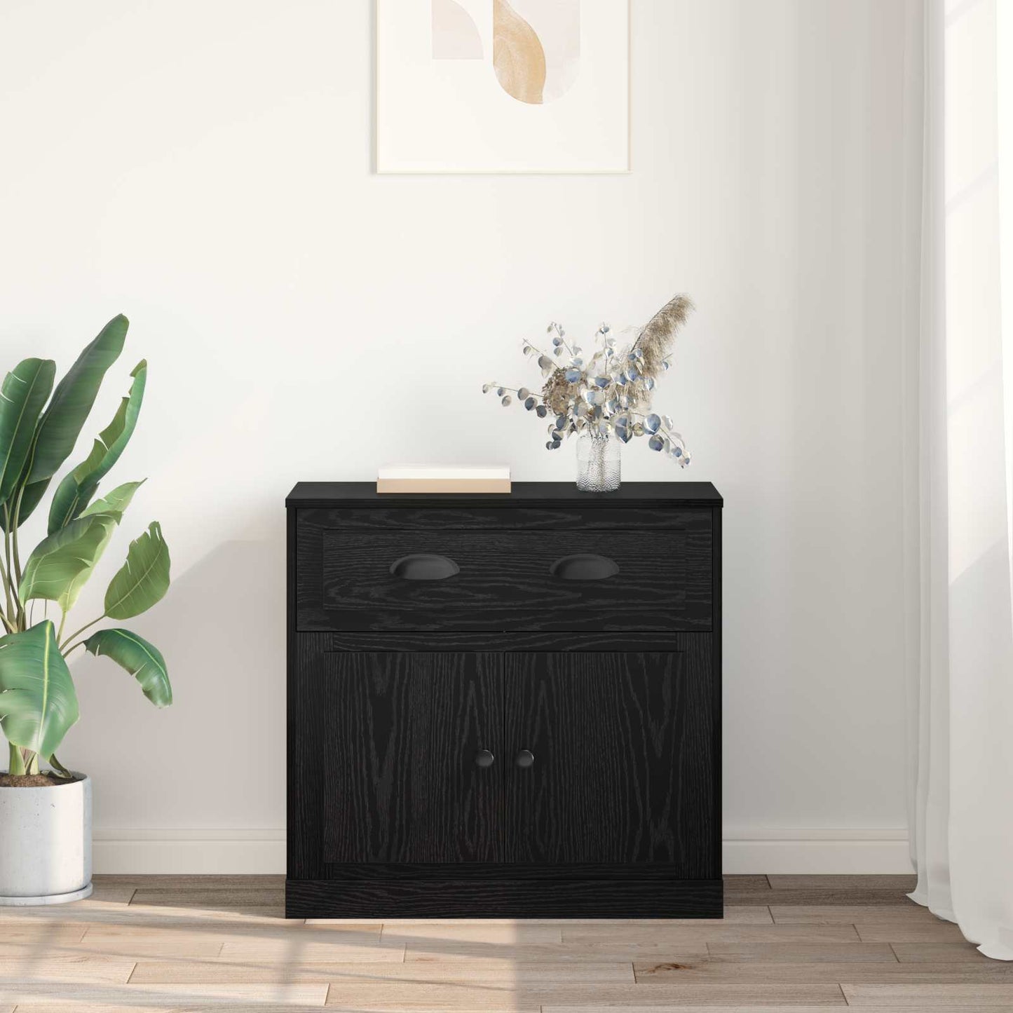 Highboard Black Oak 70 x 35.5 x 67.5 cm Engineered Wood