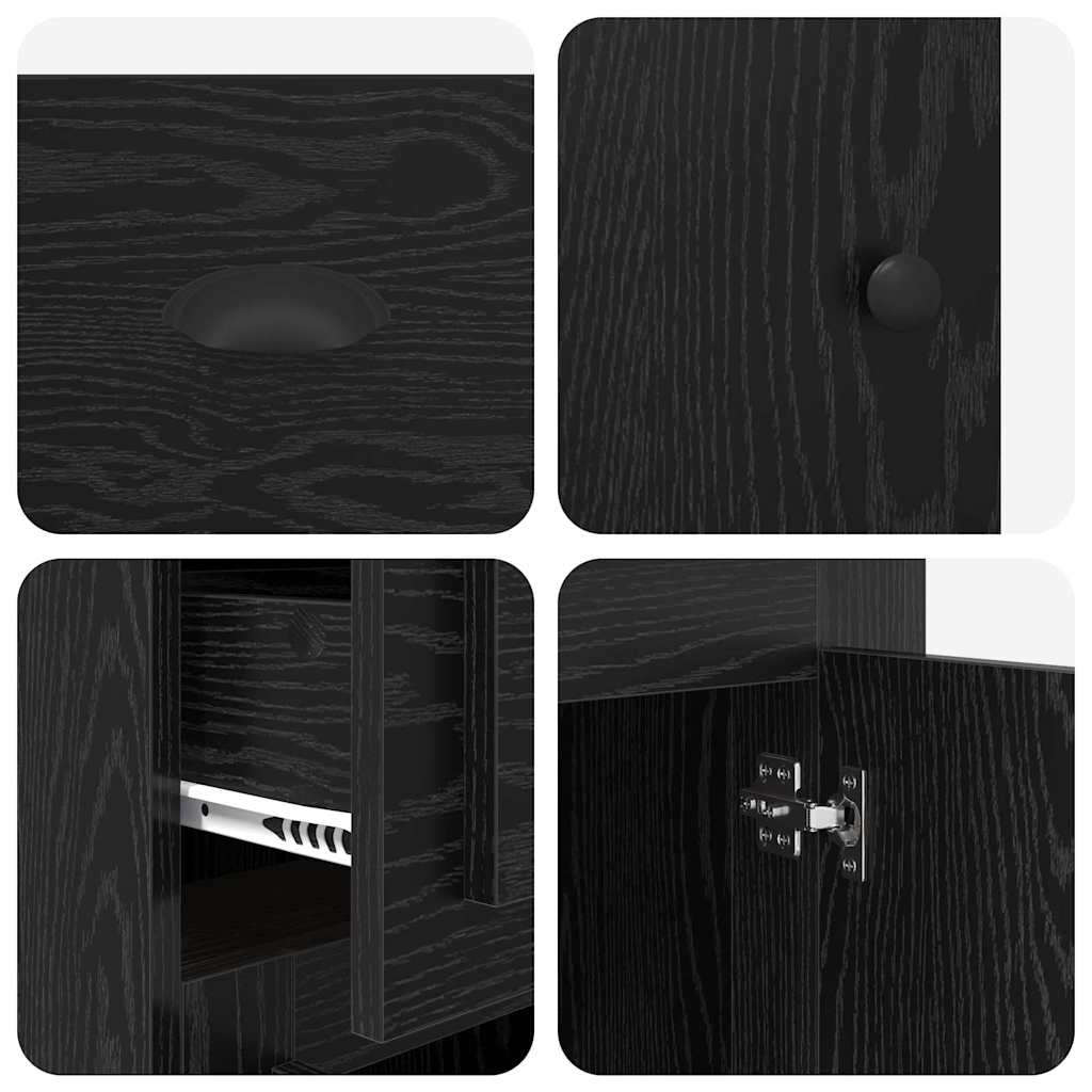 Side Cabinet Black Oak 40 x 50 x 75 cm Engineered Wood