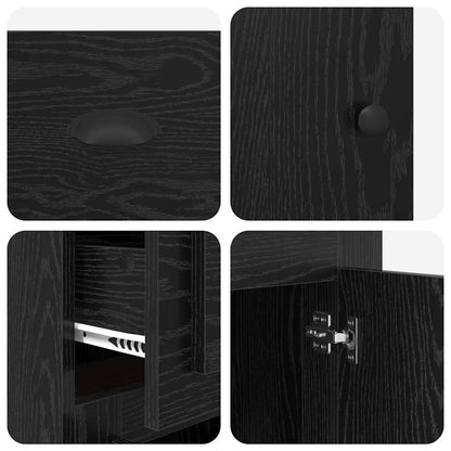 Side Cabinet Black Oak 40 x 50 x 75 cm Engineered Wood