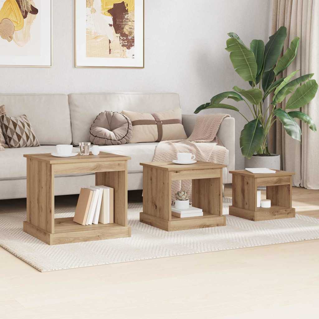 Coffee Table 3 pcs Artisan Oak Engineered Wood