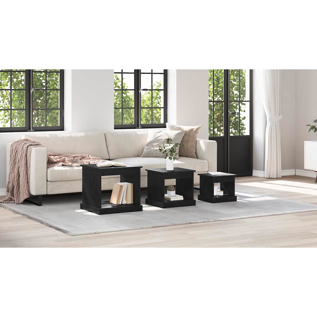 Coffee Table 3 pcs Black Oak Engineered Wood