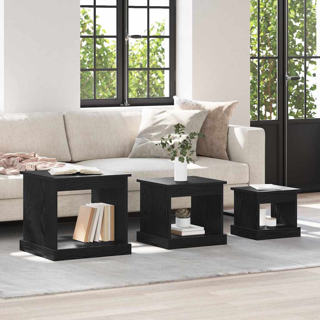 Coffee Table 3 pcs Black Oak Engineered Wood