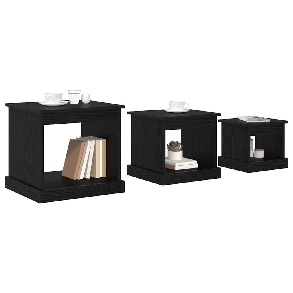 Coffee Table 3 pcs Black Oak 48 x 45 x 45 cm Engineered Wood