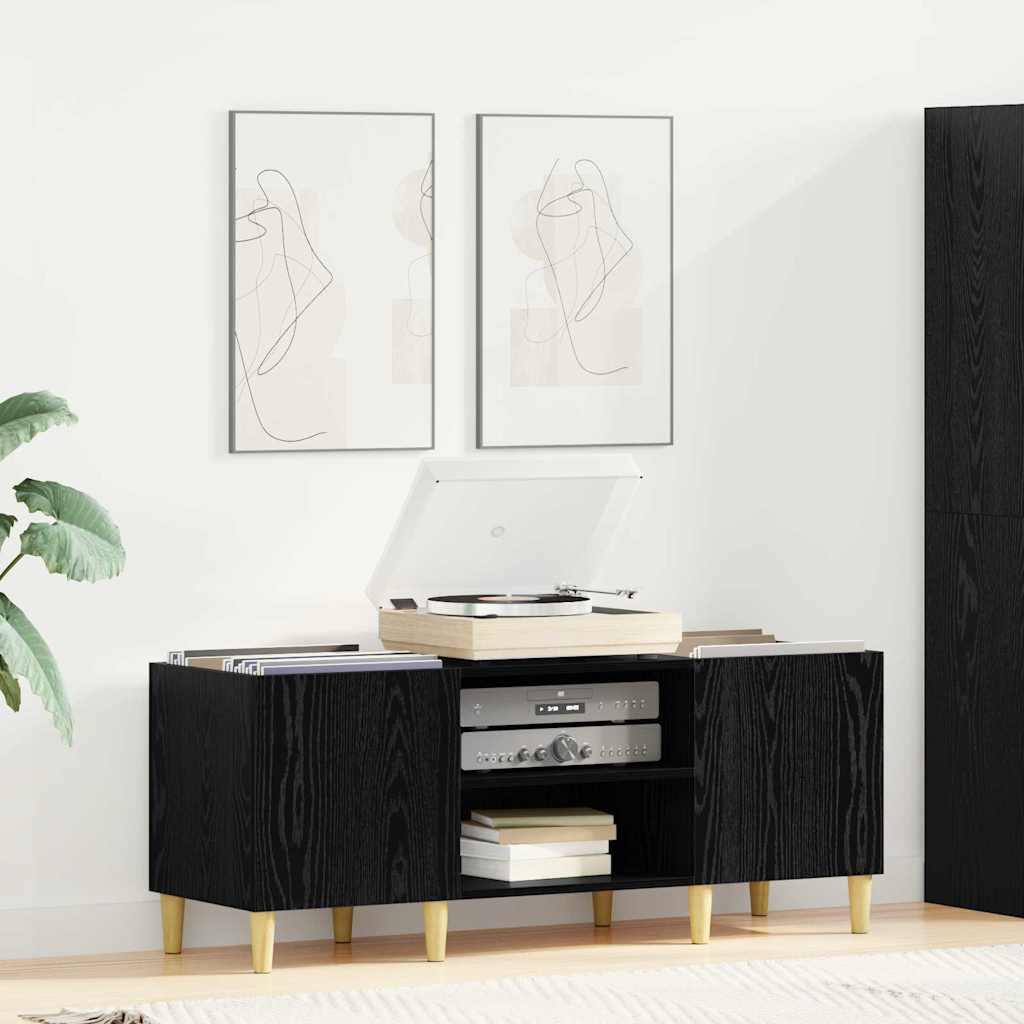 Record Cabinet 121 x 38 x 48 cm Engineered Wood Black Oak