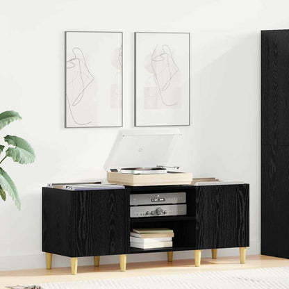 Record Cabinet 121 x 38 x 48 cm Engineered Wood Black Oak