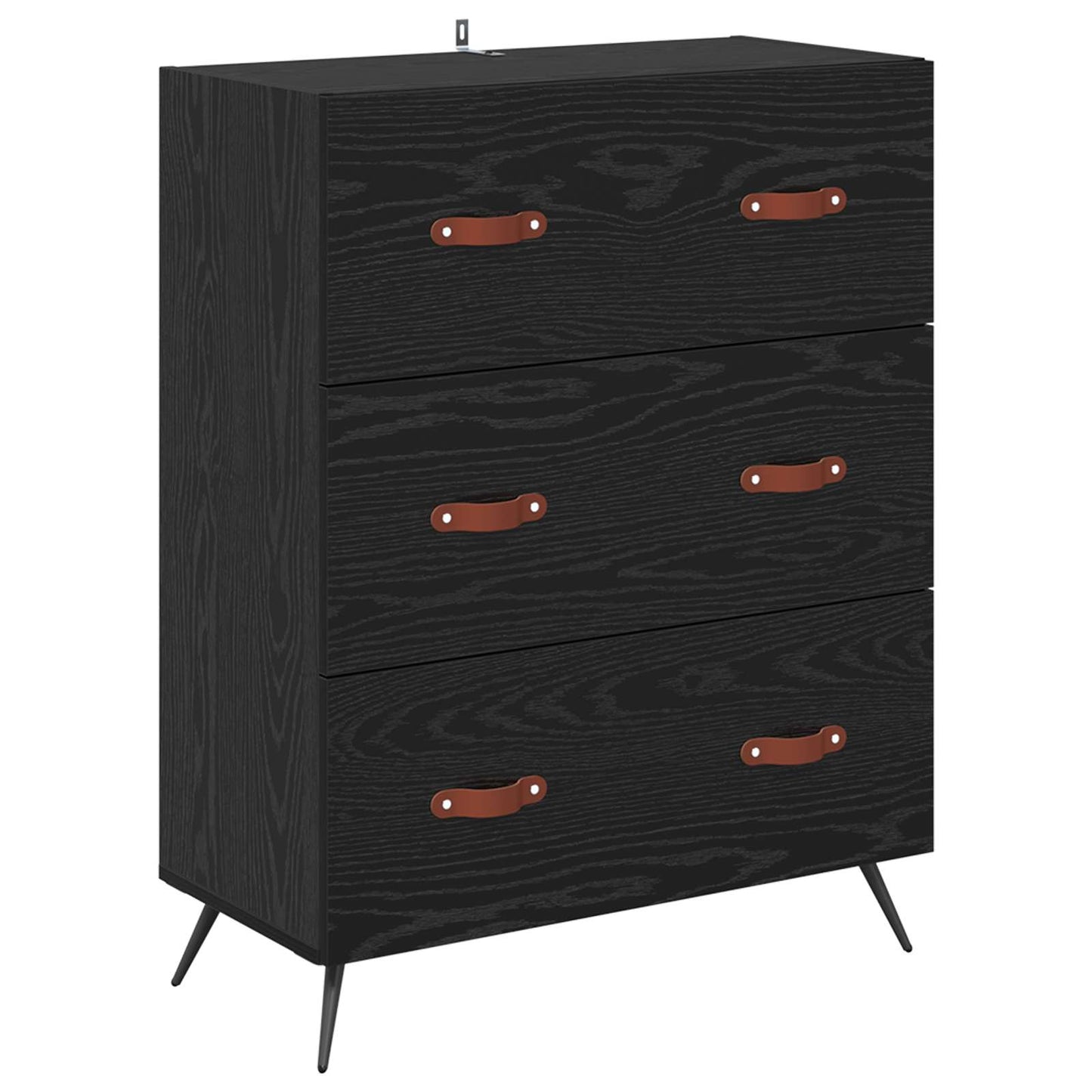Chest of Drawers Black Oak 69.5 x 34 x 90 cm Engineered Wood