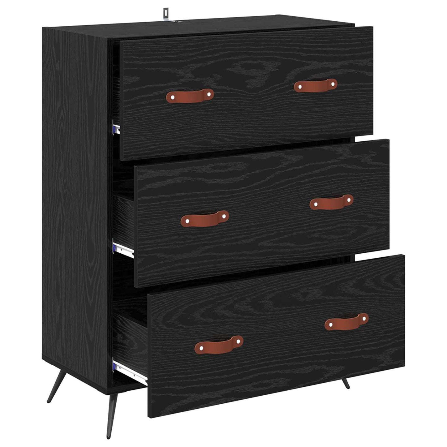 Chest of Drawers Black Oak 69.5 x 34 x 90 cm Engineered Wood