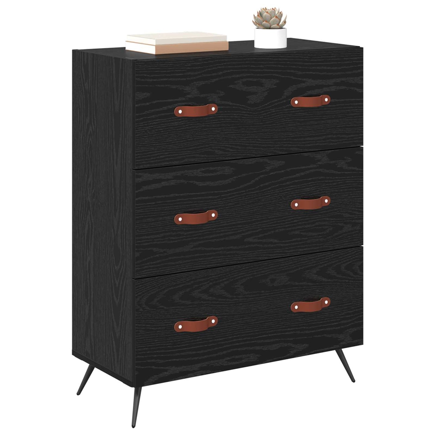 Chest of Drawers Black Oak 69.5 x 34 x 90 cm Engineered Wood