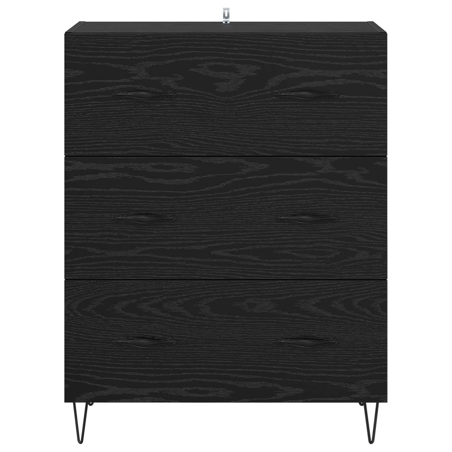 Sideboard Black Oak 69.5 x 34 x 90 cm Engineered Wood and Iron