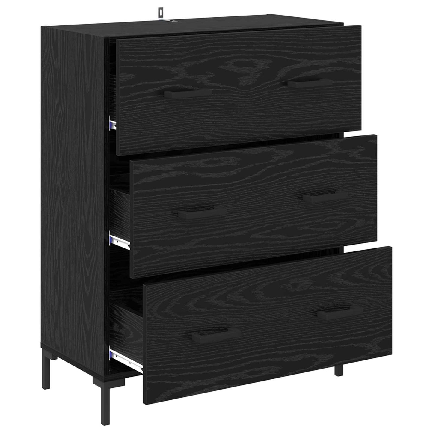 Sideboard Black Oak 69.5 x 34 x 90 cm Engineered Wood and Iron