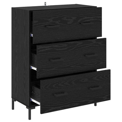 Sideboard Black Oak 69.5 x 34 x 90 cm Engineered Wood and Iron