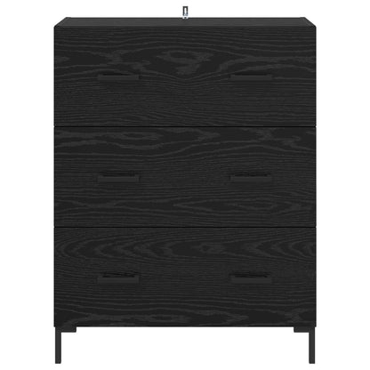Sideboard Black Oak 69.5 x 34 x 90 cm Engineered Wood and Iron