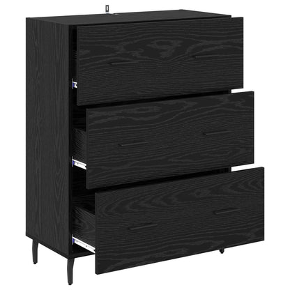 Sideboard Black Oak 69.5 x 34 x 90 cm Engineered Wood and Iron