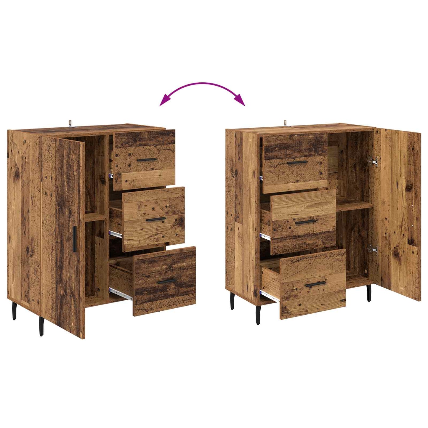 Sideboard Old Wood 69.5 x 34 x 90 cm Engineered Wood and Iron