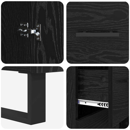 Sideboard Black Oak 69.5 x 34 x 90 cm Engineered Wood and Iron