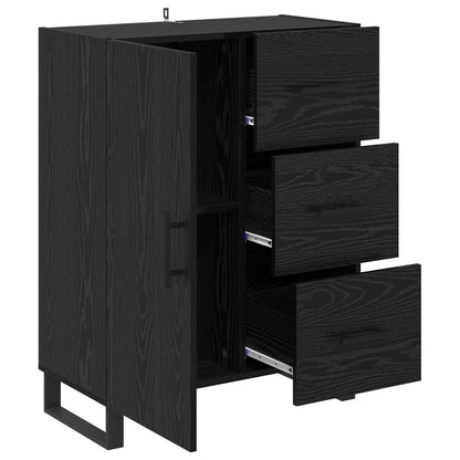 Sideboard Black Oak 69.5 x 34 x 90 cm Engineered Wood and Iron