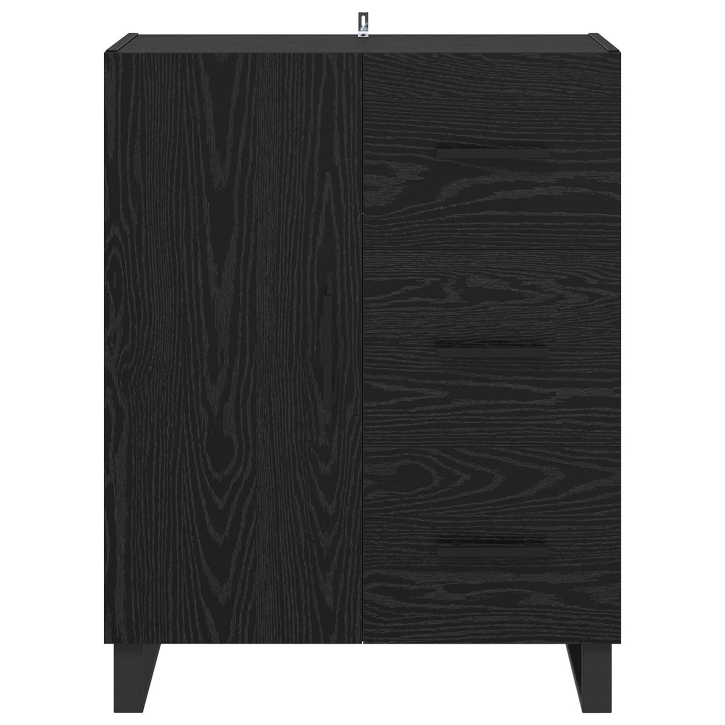 Sideboard Black Oak 69.5 x 34 x 90 cm Engineered Wood and Iron