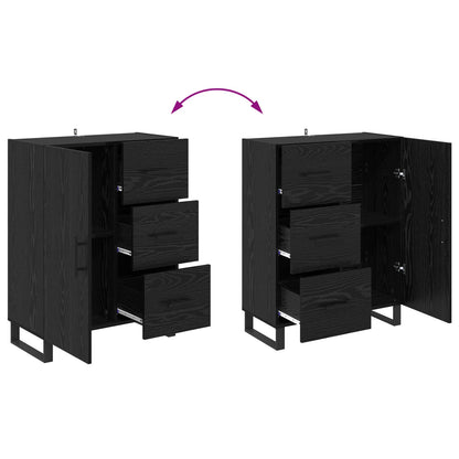 Sideboard Black Oak 69.5 x 34 x 90 cm Engineered Wood and Iron