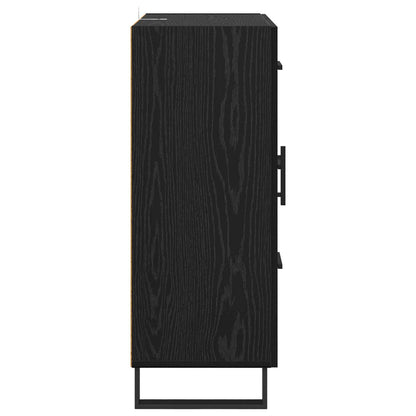 Sideboard Black Oak 69.5 x 34 x 90 cm Engineered Wood and Iron