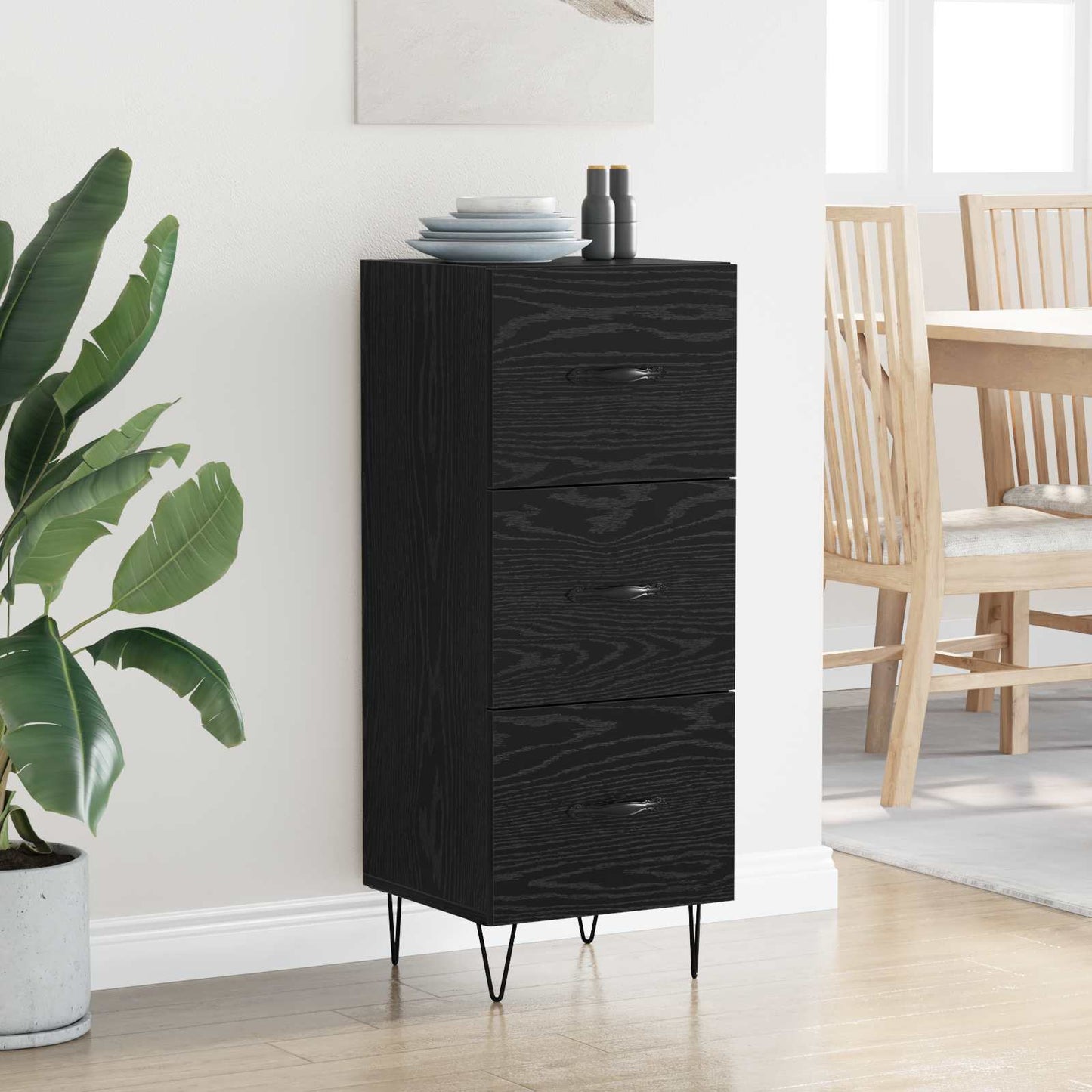 Sideboard Black oak 34 x 34.5 x 90 cm Engineered wood