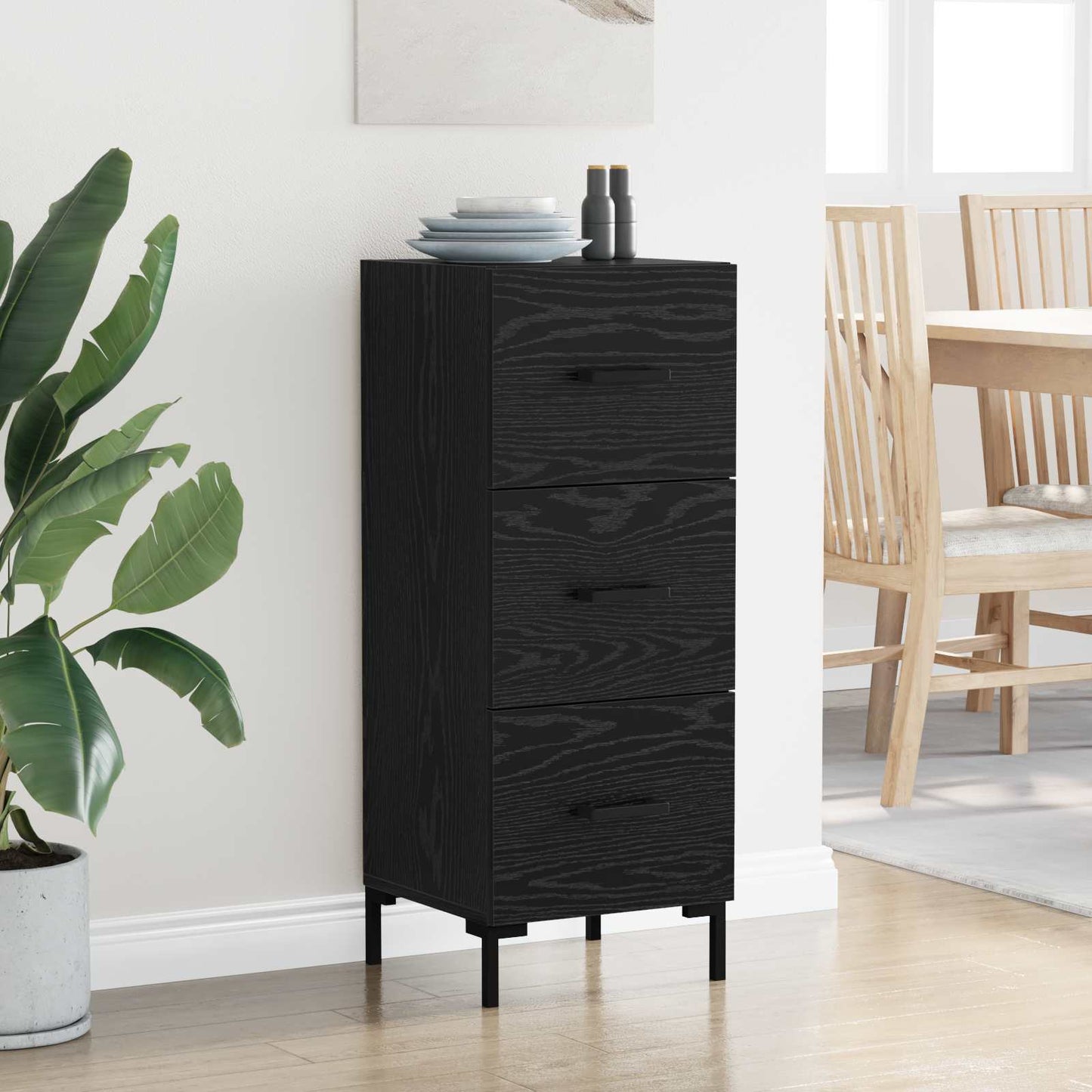 Sideboard Black Oak 34.5 x 34 x 90 cm Engineered Wood