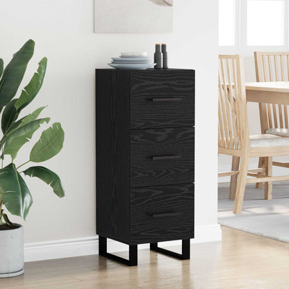 Sideboard Black Oak 34.5 x 34 x 90 cm Engineered Wood and Iron