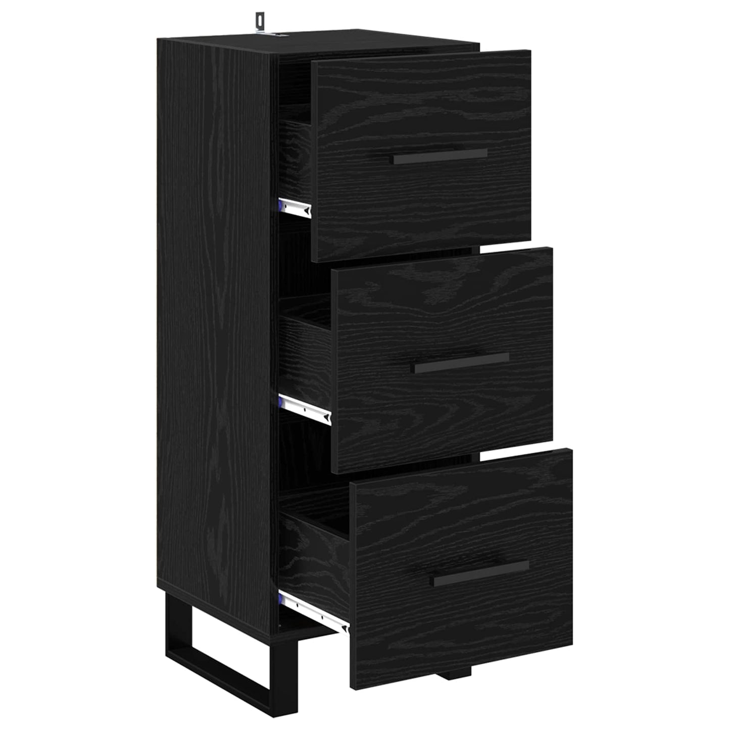 Sideboard Black Oak 34.5 x 34 x 90 cm Engineered Wood and Iron