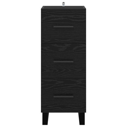 Sideboard Black Oak 34.5 x 34 x 90 cm Engineered Wood and Iron