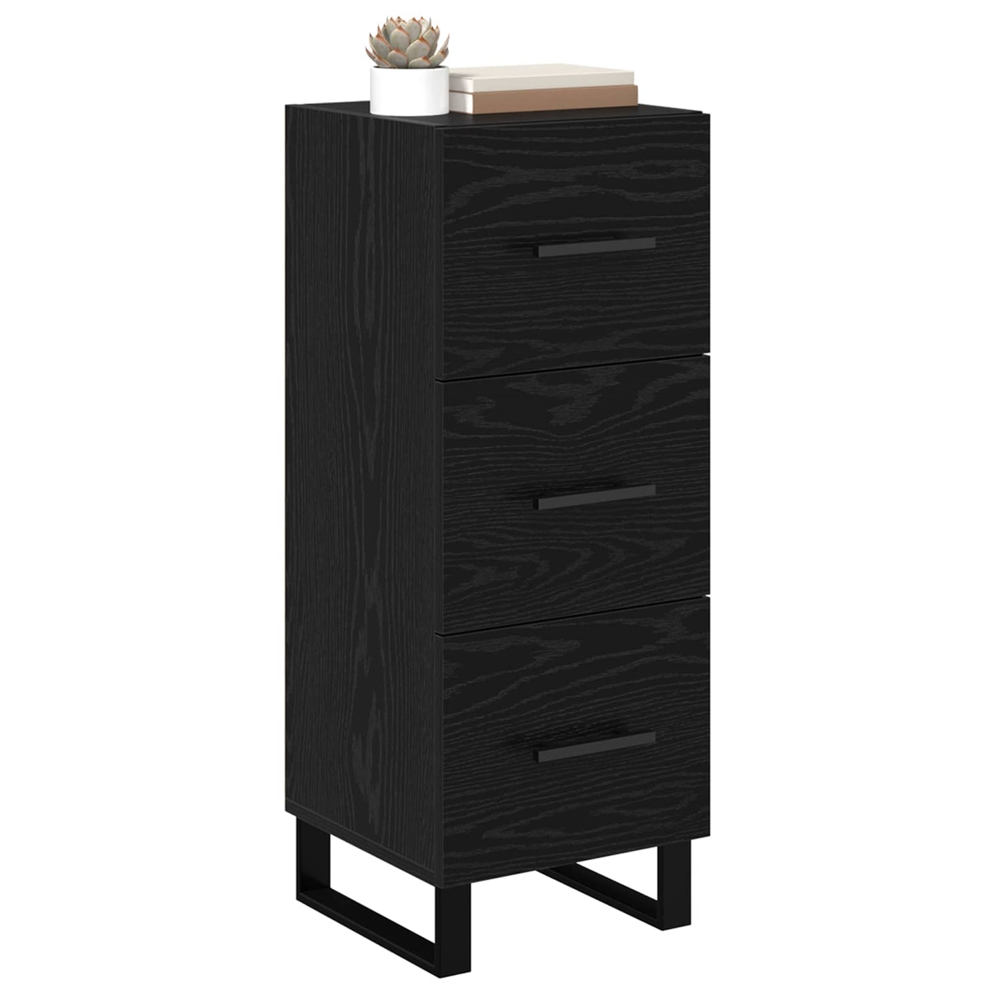 Sideboard Black Oak 34.5 x 34 x 90 cm Engineered Wood and Iron