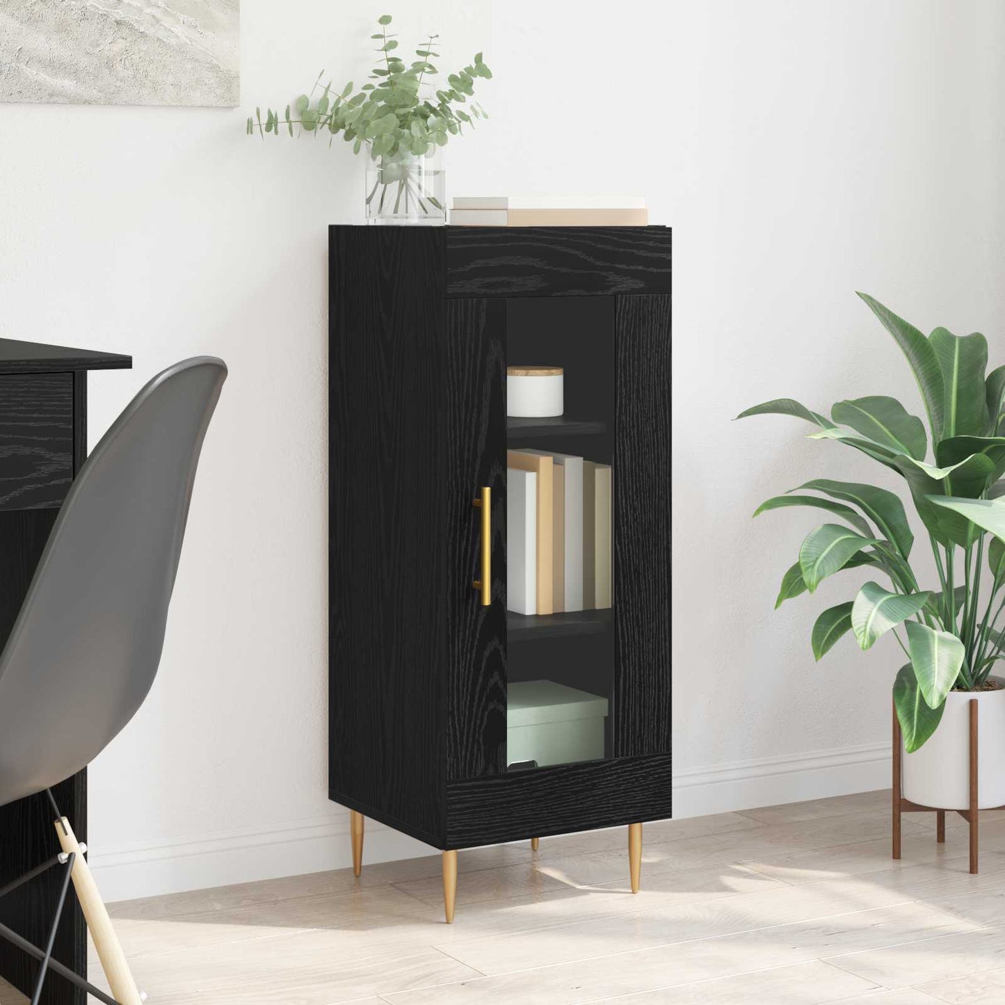 Sideboard Black oak 34 x 34.5 x 90 cm Engineered wood