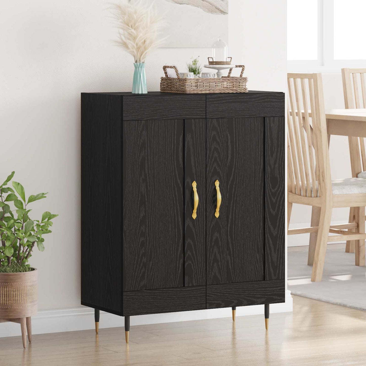 Sideboard Black Oak 69.5 x 34 x 90 cm Engineered Wood