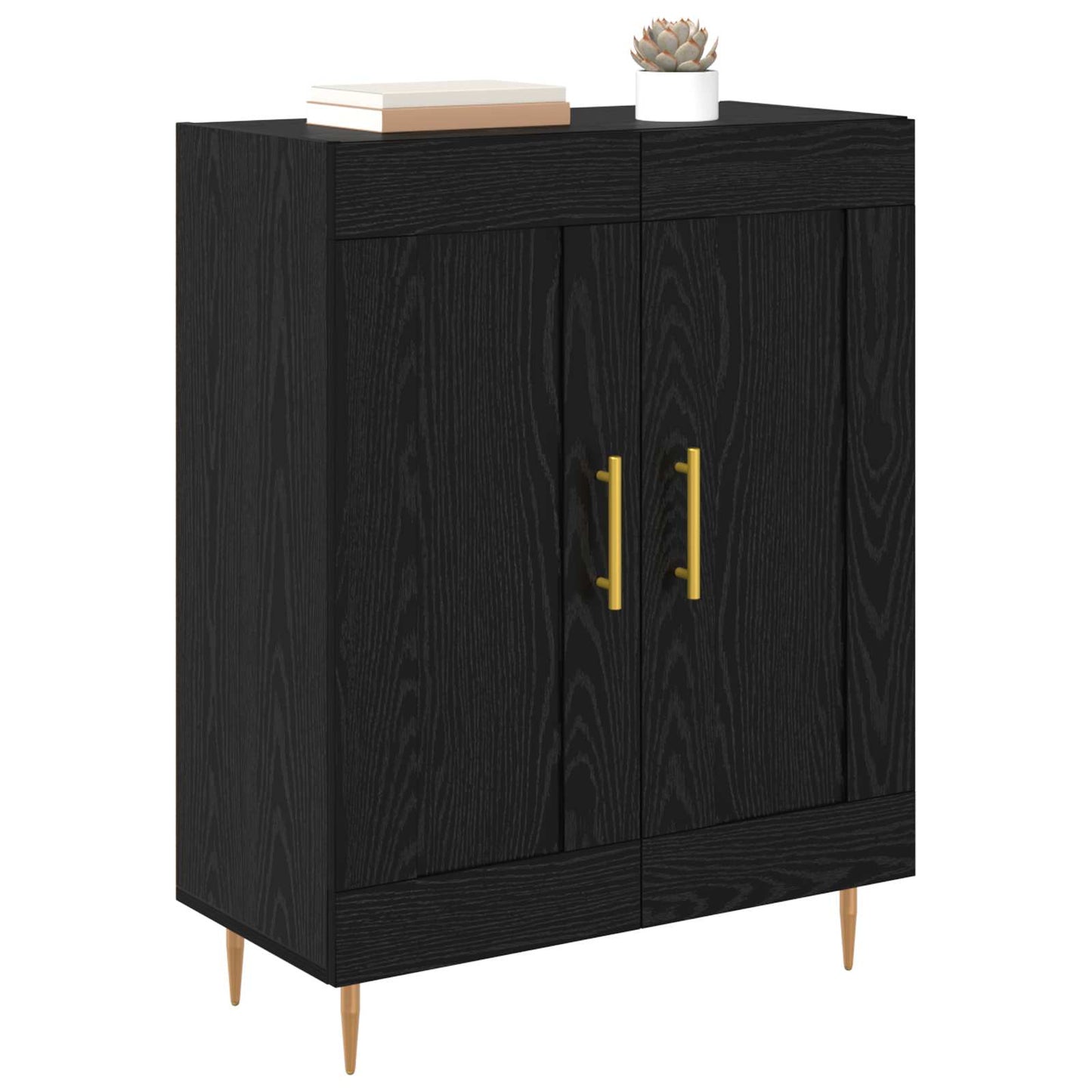 Sideboard Black Oak 69.5 x 34 x 90 cm Engineered Wood and Iron