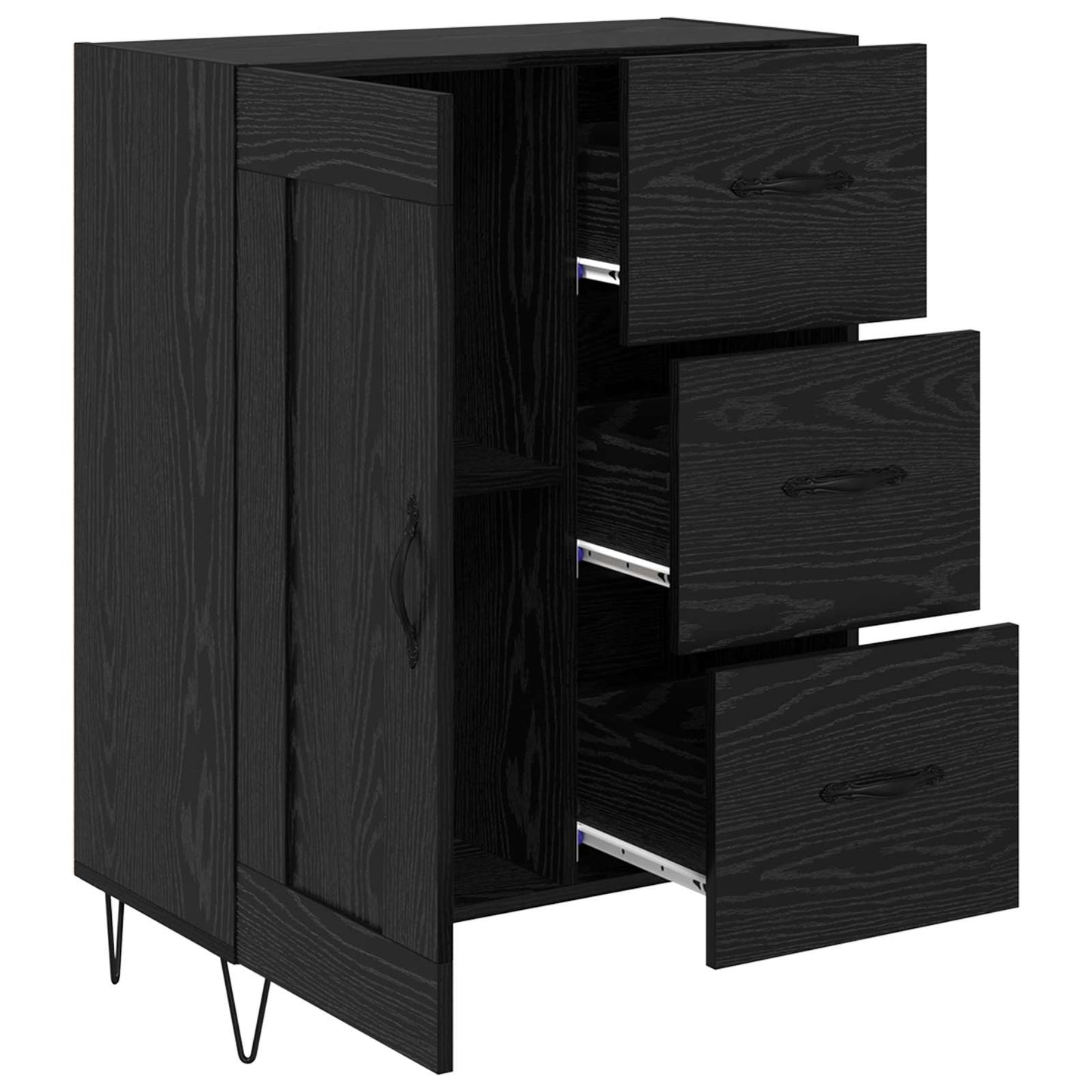 Sideboard Black Oak 69.5 x 34 x 90 cm Engineered Wood