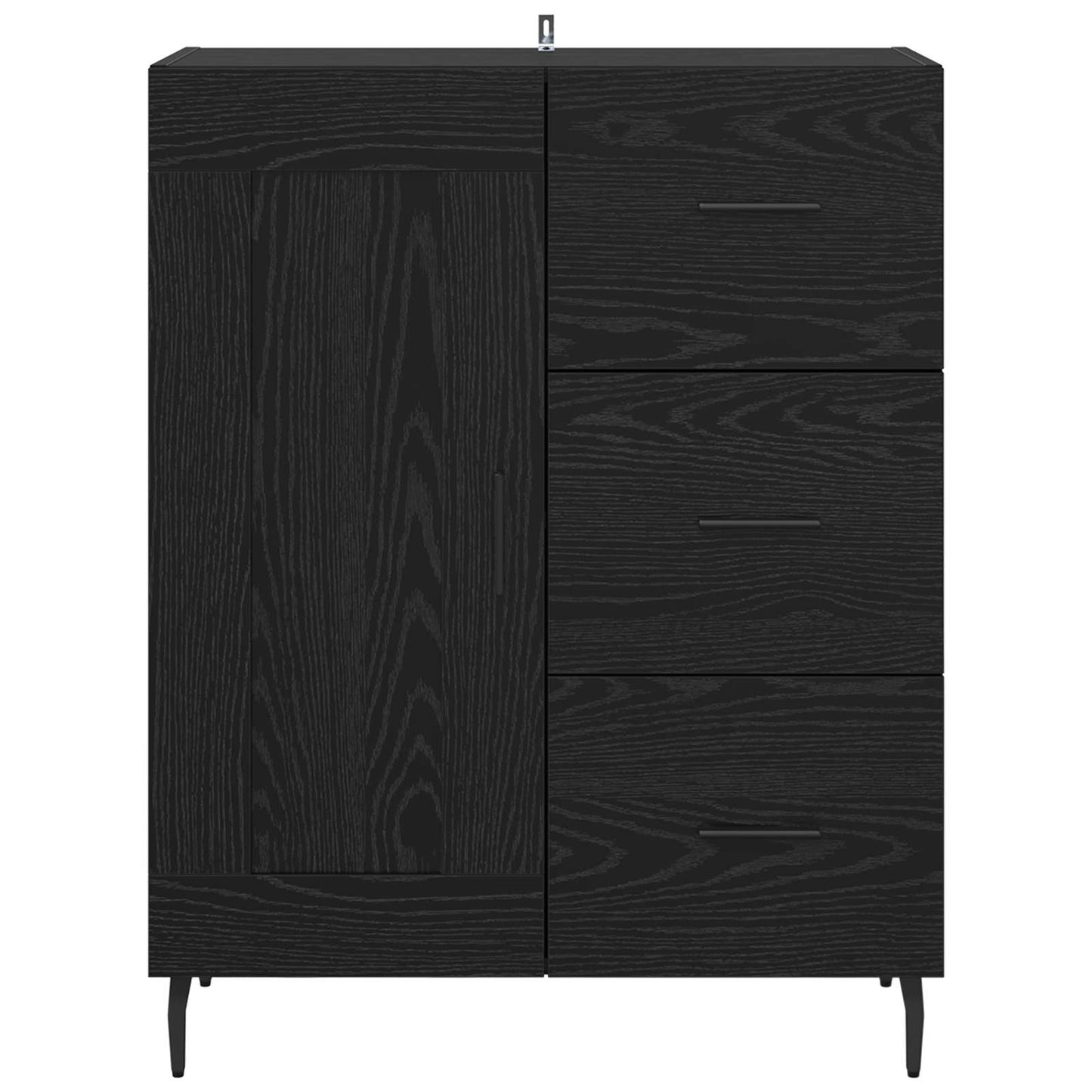 Sideboard Black Oak 69.5 x 34 x 90 cm Engineered Wood and Iron