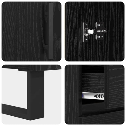 Sideboard Black Oak 69.5 x 34 x 90 cm Engineered Wood and Iron