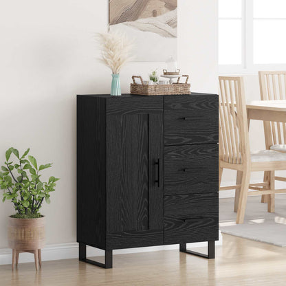 Sideboard Black Oak 69.5 x 34 x 90 cm Engineered Wood and Iron