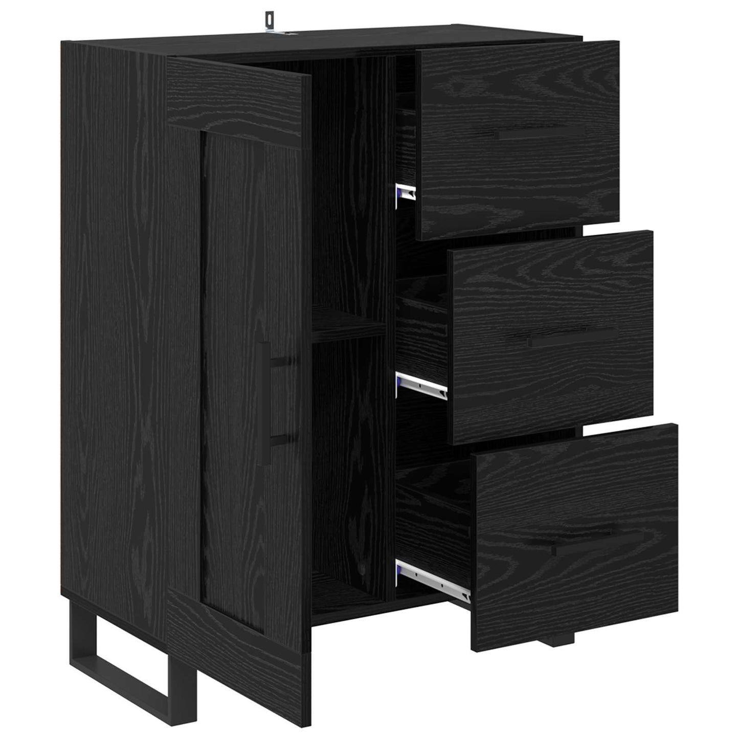Sideboard Black Oak 69.5 x 34 x 90 cm Engineered Wood and Iron
