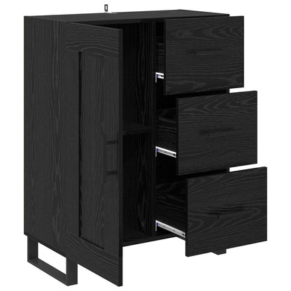 Sideboard Black Oak 69.5 x 34 x 90 cm Engineered Wood and Iron