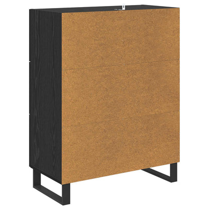 Sideboard Black Oak 69.5 x 34 x 90 cm Engineered Wood and Iron