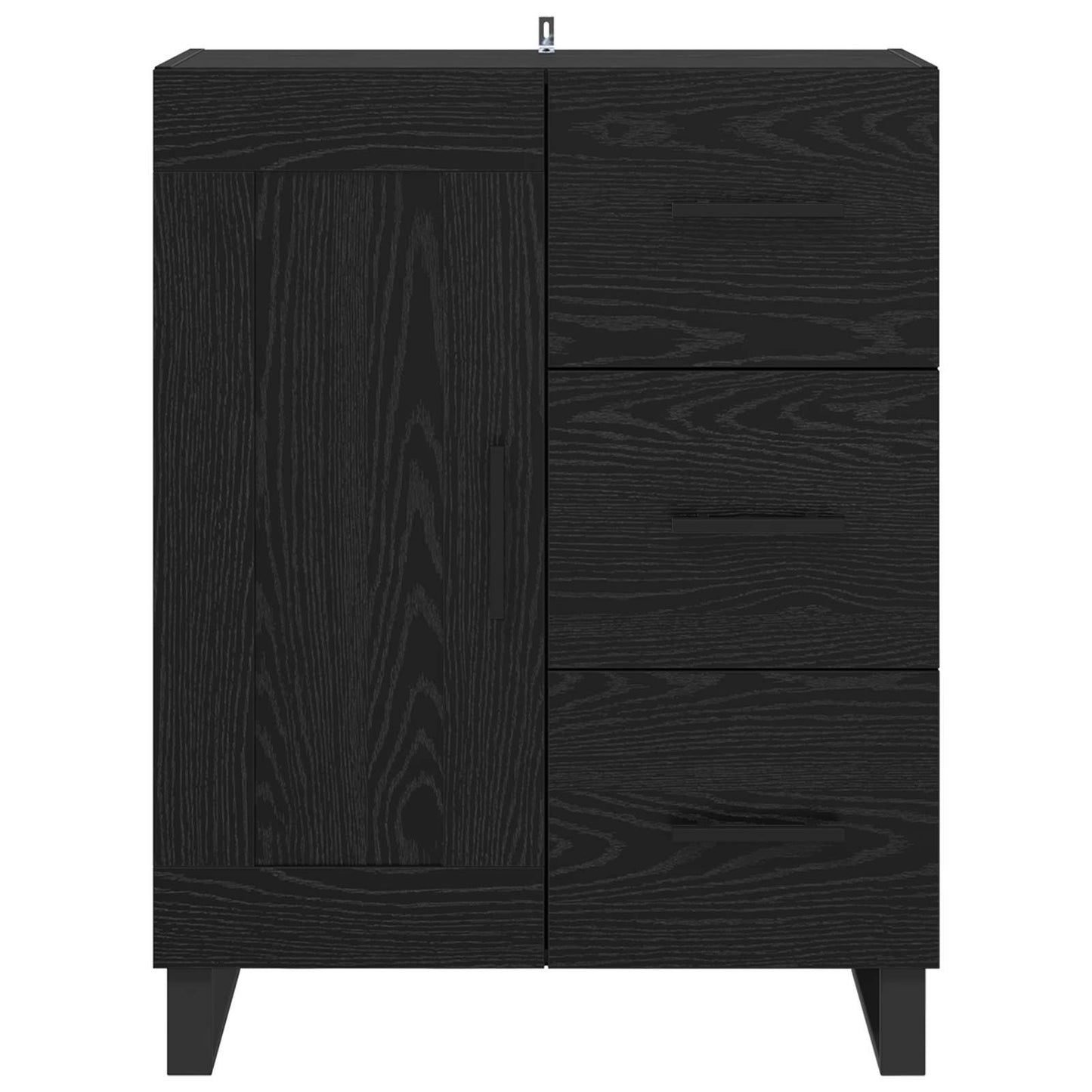 Sideboard Black Oak 69.5 x 34 x 90 cm Engineered Wood and Iron