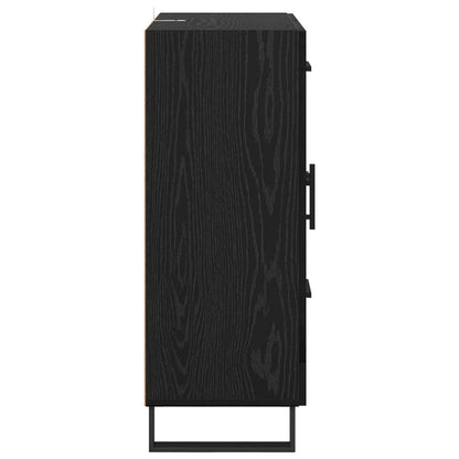 Sideboard Black Oak 69.5 x 34 x 90 cm Engineered Wood and Iron