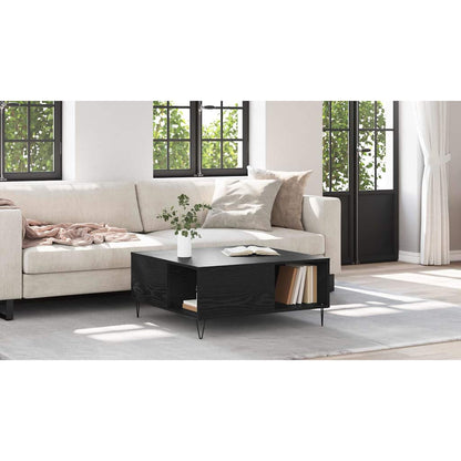 Coffee Table Black Oak 80 x 80 x 36.5 cm Engineered Wood