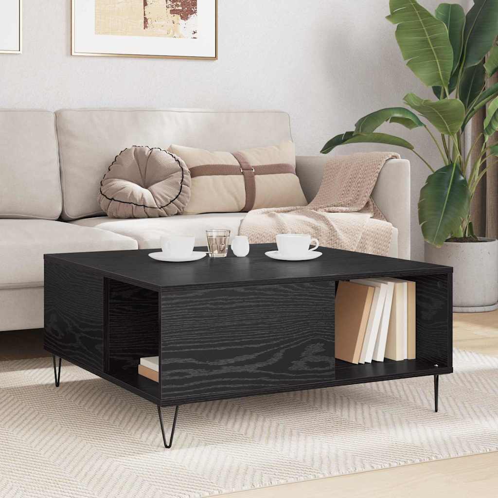Coffee Table Black Oak 80 x 80 x 36.5 cm Engineered Wood