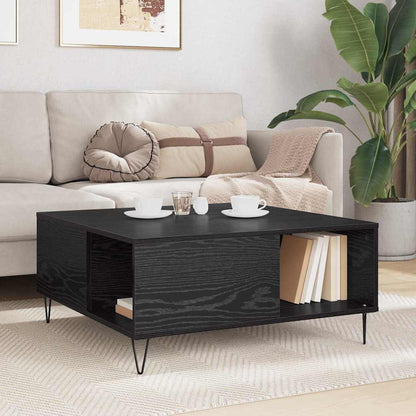 Coffee Table Black Oak 80 x 80 x 36.5 cm Engineered Wood